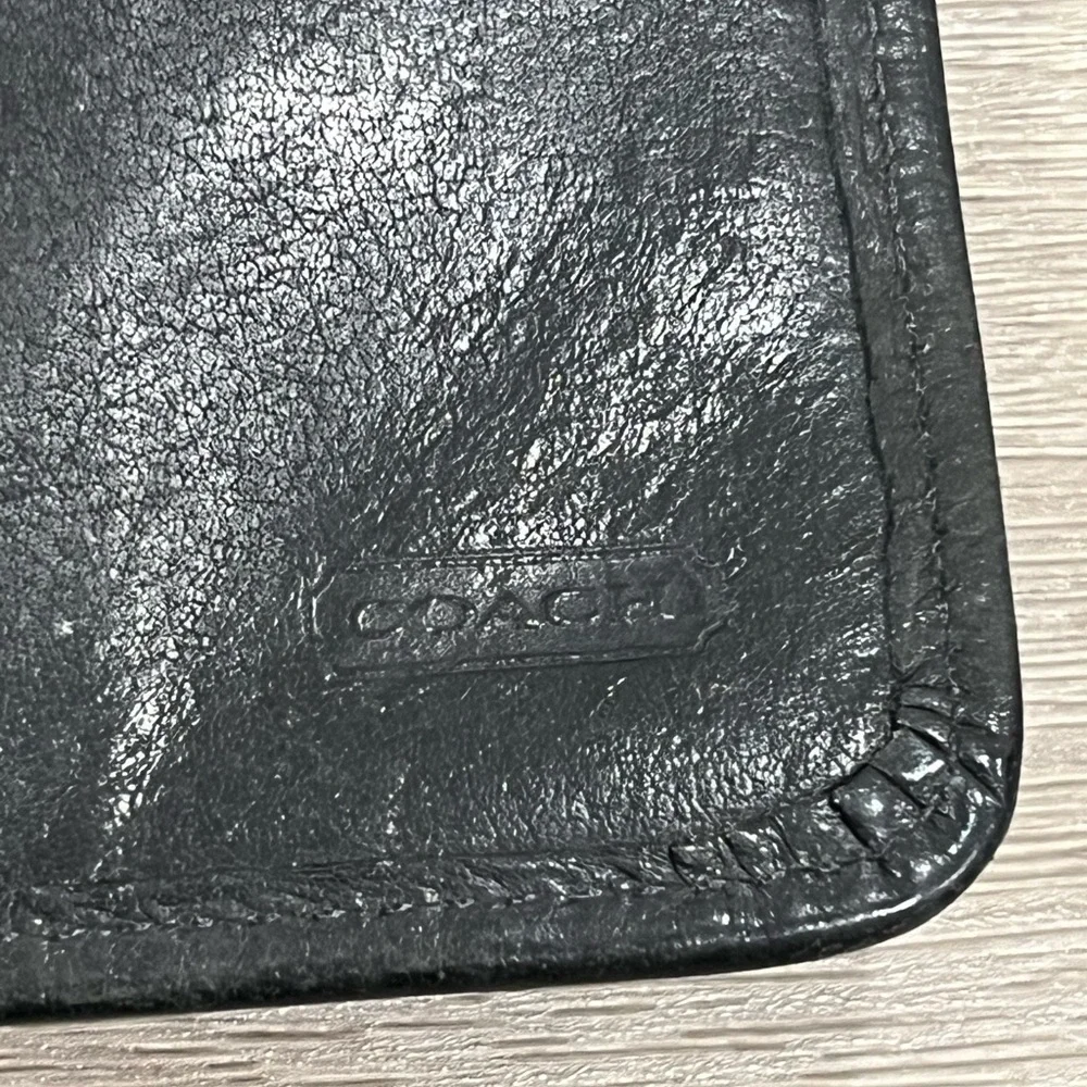 VTG Coach Black Leather Long Bifold Kiss Lock Continental Wallet Coin Checkbook